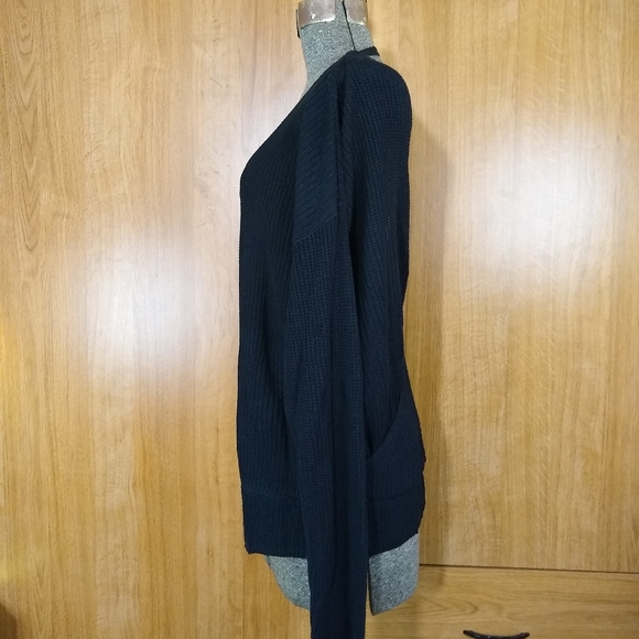 NUDE apparel black knit crossover deep plunge sweater - Picture 5 of 9